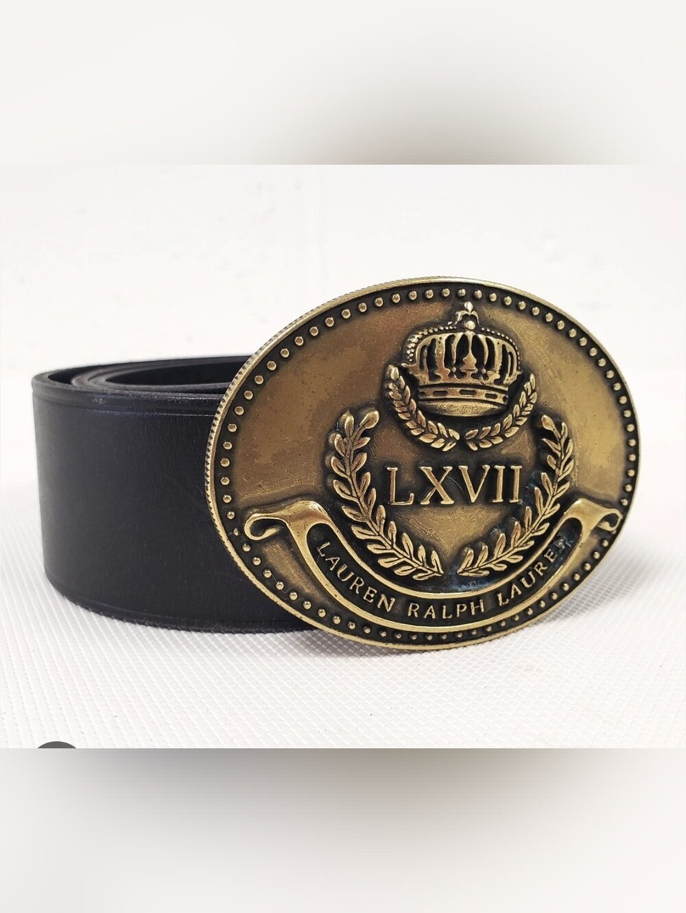 Vintage Lauren Ralph Lauren Brass Buckle Leather Belt
